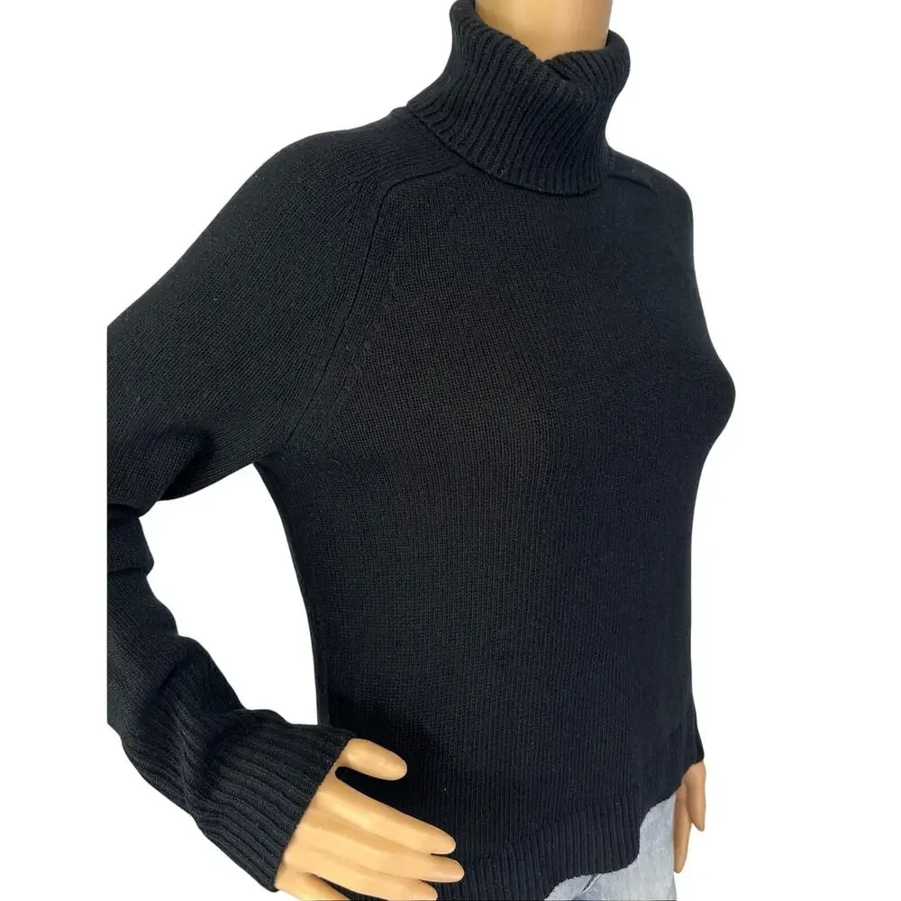 J. Crew Classic Wool Cashmere Turtleneck Sweater Black E6301 Size XS